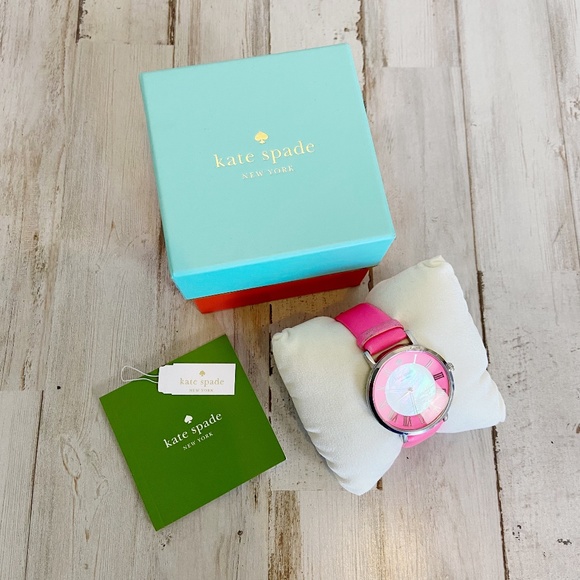 ❌SOLD❌ Kate Spade | Womens Neon Pink Leather Metro Grand Watch - Picture 1 of 6